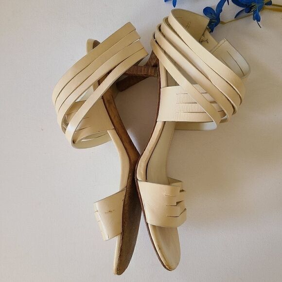 Via Spiga Cream Colored 2.5" Ankle Wrap Sandals - Picture 5 of 13